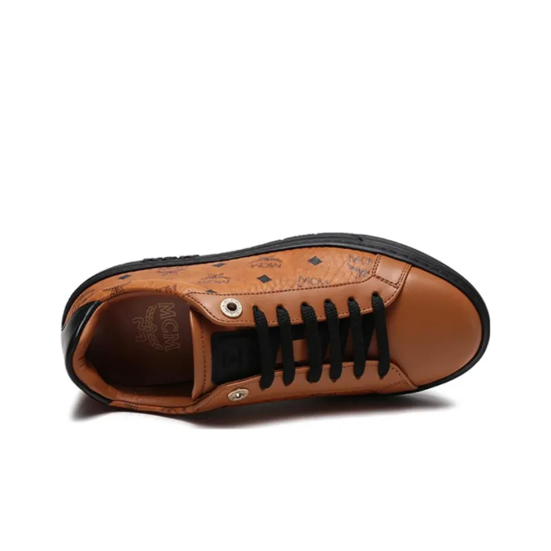 MCM Low Top Stylish Skateboarding Shoes Women's Brown-4
