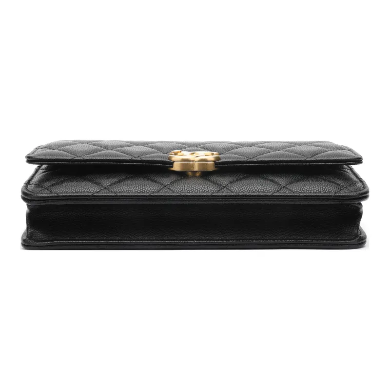CHANEL WOC Grain Embossed Calfskin Shoulder Bag, Crossbody Bag Unisex Black-3