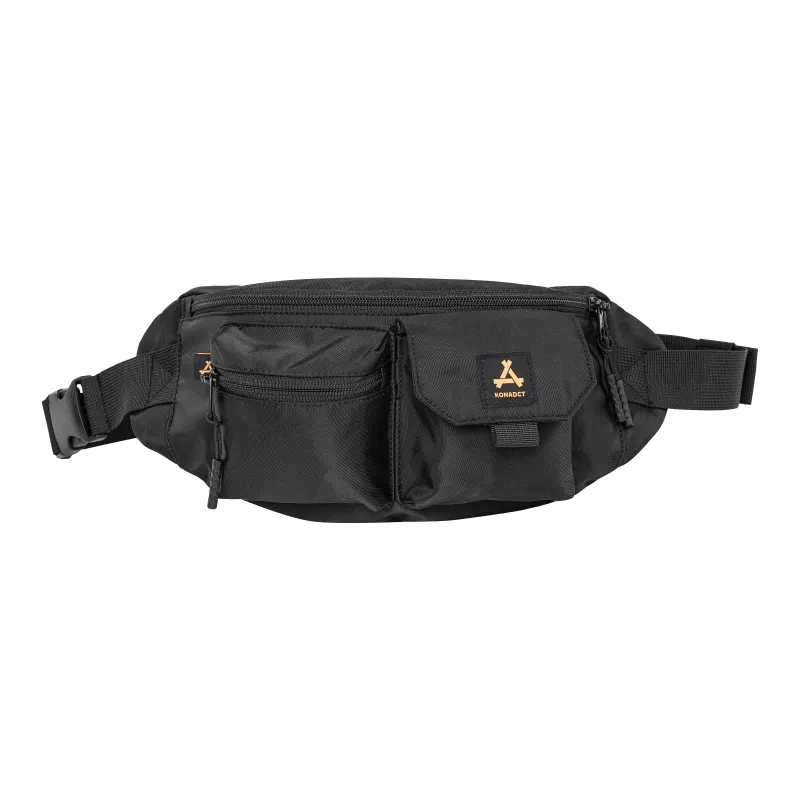 KONADCT Nylon Shoulder Bag, Fanny Pack, Crossbody Bag, Sling Bag Unisex Black/White-1