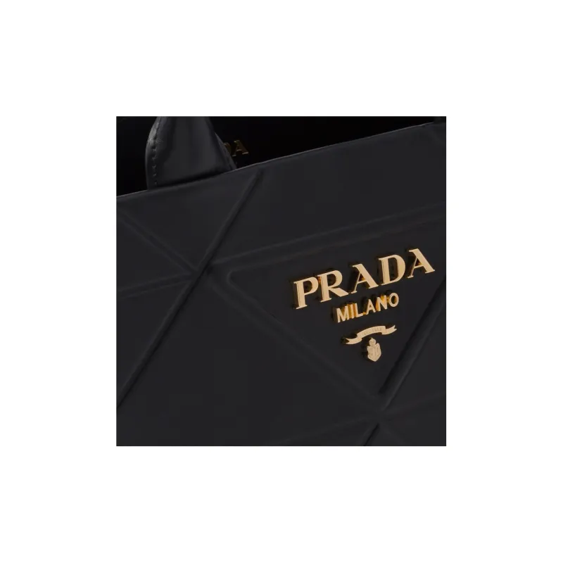 PRADA Medium Leather Symbole Bag With Topstitching Black-4