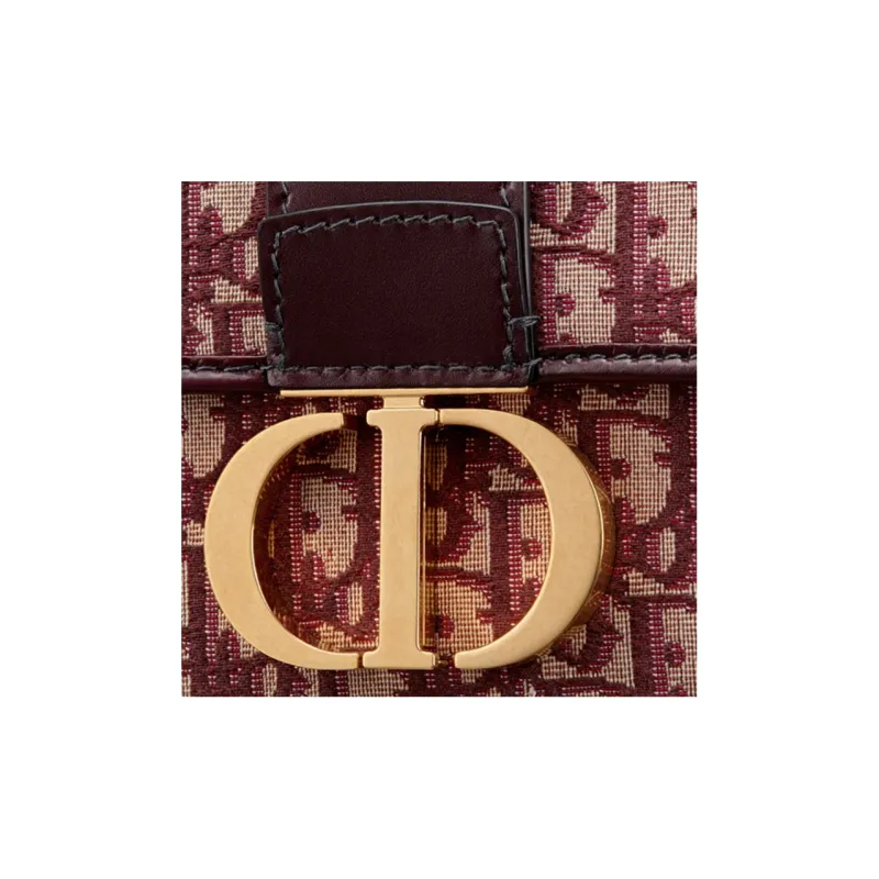 DIOR Jacquard Fabric Shoulder Bag Crossbody Bag Medium Size Women's Burgundy-4