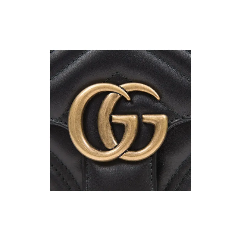 GUCCI GG Marmont Leather Messenger Bag Handbag Shoulder Bag Crossbody Bag Mini Women's Black-4