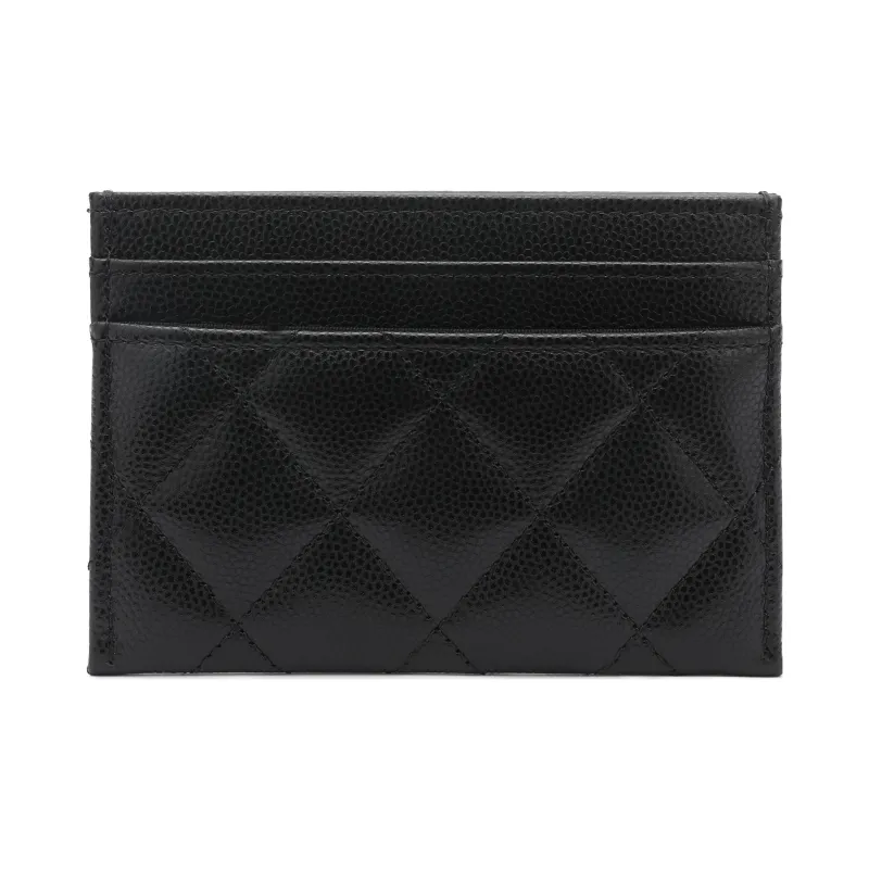 CHANEL 22SS Grain Embossed Caviar Cow Leather Card Holder Women's Black-2