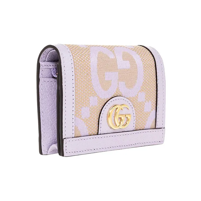 GUCCI Ophidia Canvas With Leather Card Holder Women's Beige & Light Purple-1