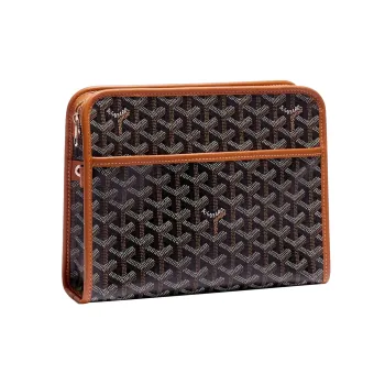GOYARD JOUVENCE Canvas With Leather Travel Storage Bags Handheld Toiletry Bags Medium Size Unisex Brown