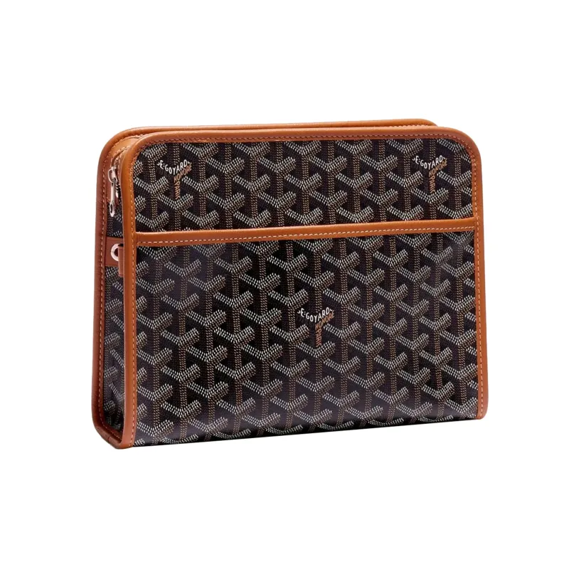 GOYARD JOUVENCE Canvas With Leather Travel Storage Bag Clutch Toiletry Bag Medium Size Unisex Brown-0