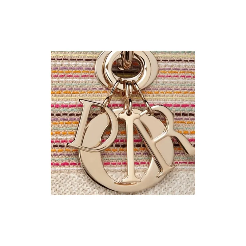 DIOR Lady Dior Canvas Handbag Medium Size Women's Multicolor-5