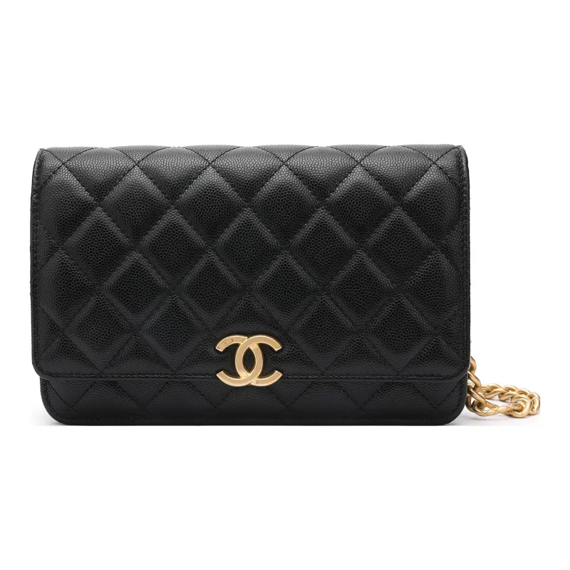 CHANEL WOC Grain Embossed Calfskin Shoulder Bag, Crossbody Bag Unisex Black-0
