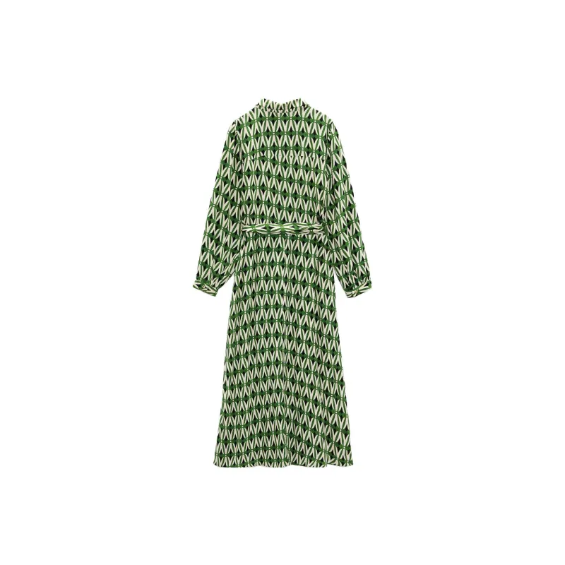 ZARA Long-Sleeved Dresses Women's Nude Green-1