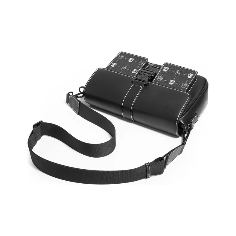 GUDI PVC With Microfiber Synthetic Leather Messenger Bag, Shoulder Bag Regular Men's Black-3