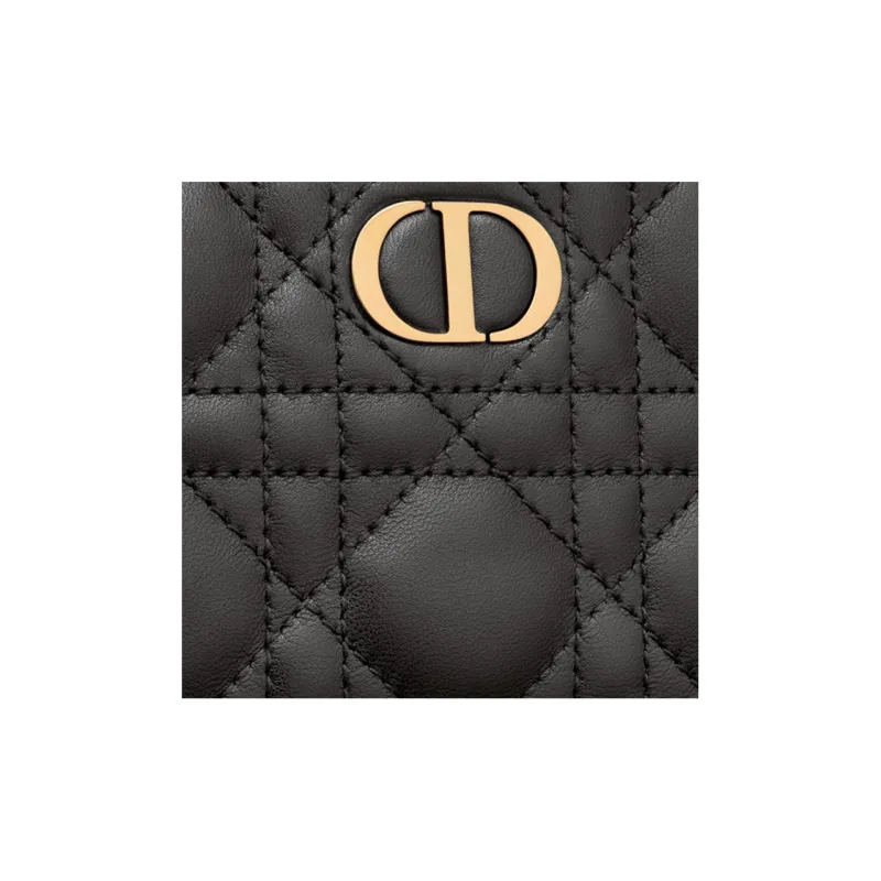 DIOR Caro Series Sheepskin Makeup Bag Women's Black-4