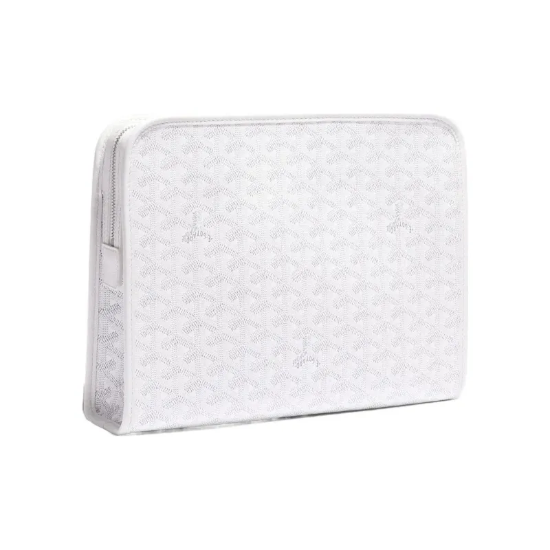 GOYARD JOUVENCE Calfskin Canvas Storage Bags Handheld Toiletry Bags Large Size Unisex White-2