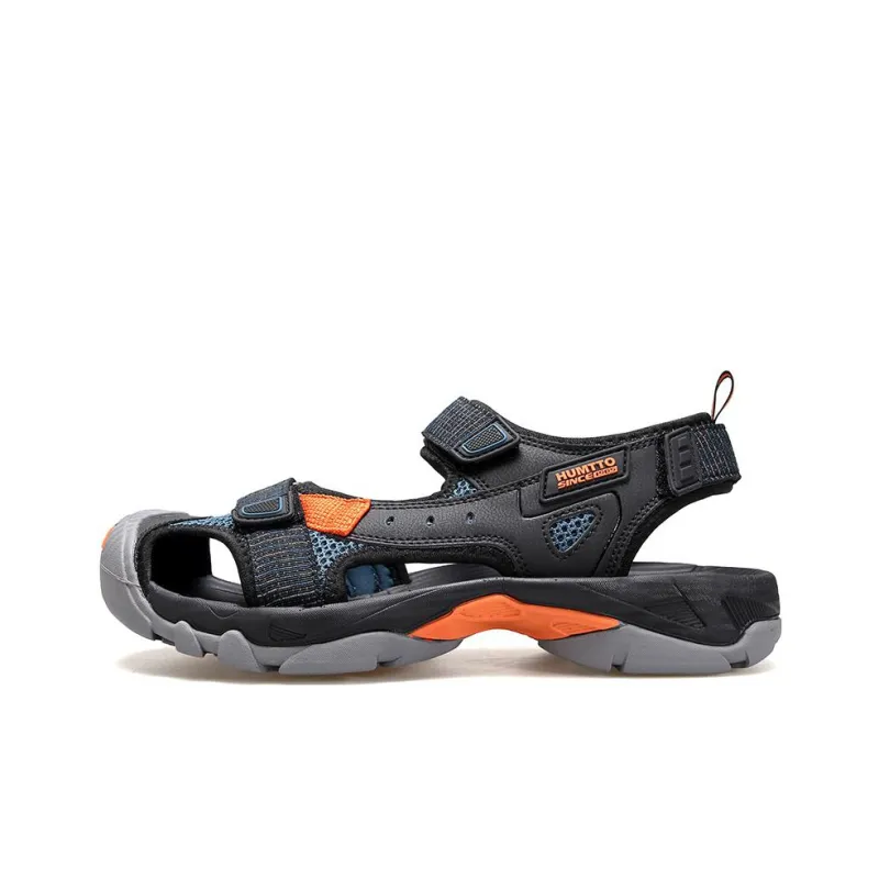 HUMTTO Beach River Trekking Shoes Sports Sandals Men's Black Navy Blue-0
