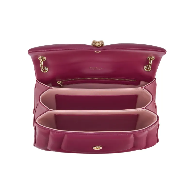 BVLGARI Serpenti Reverse Calfskin Crossbody Bag Shoulder Bag Women's Red-4