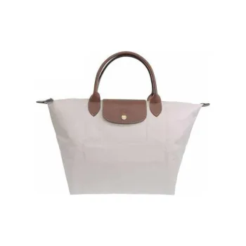 LONGCHAMP Le Pliage Canvas With Leather Canvas Bag Dumpling Bag Handbags Medium Size Women's Beige