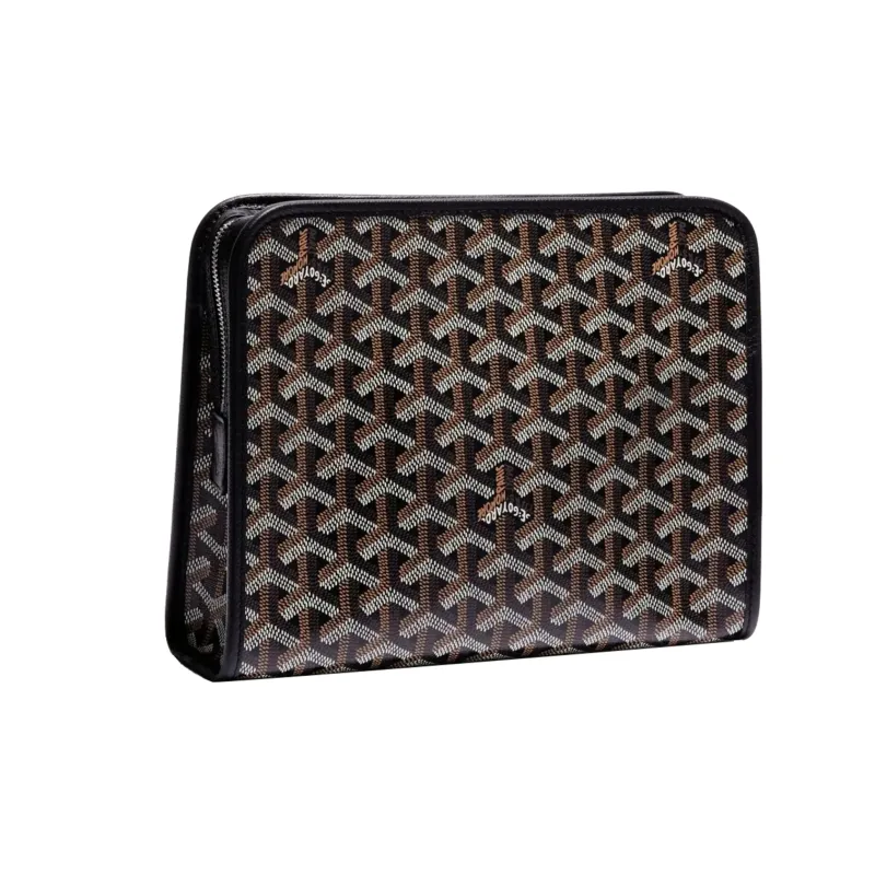 GOYARD JOUVENCE Canvas With Leather Travel Storage Bags Handheld Toiletry Bags Medium Size Unisex Black-2