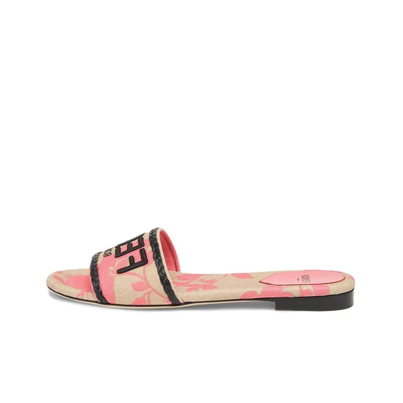 FENDI Embroidered-logo Slip-on Slides-0