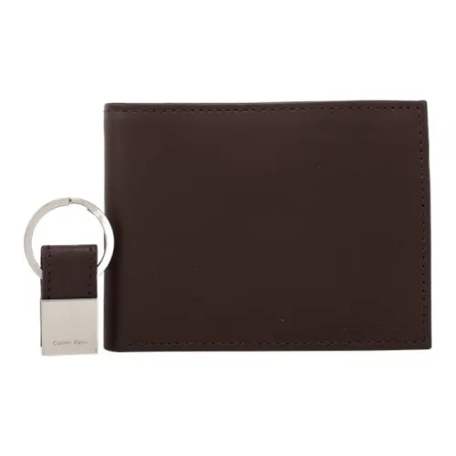 CK/Calvin Klein Cow Leather Money Clip Card Holder Wallet Men's Brown