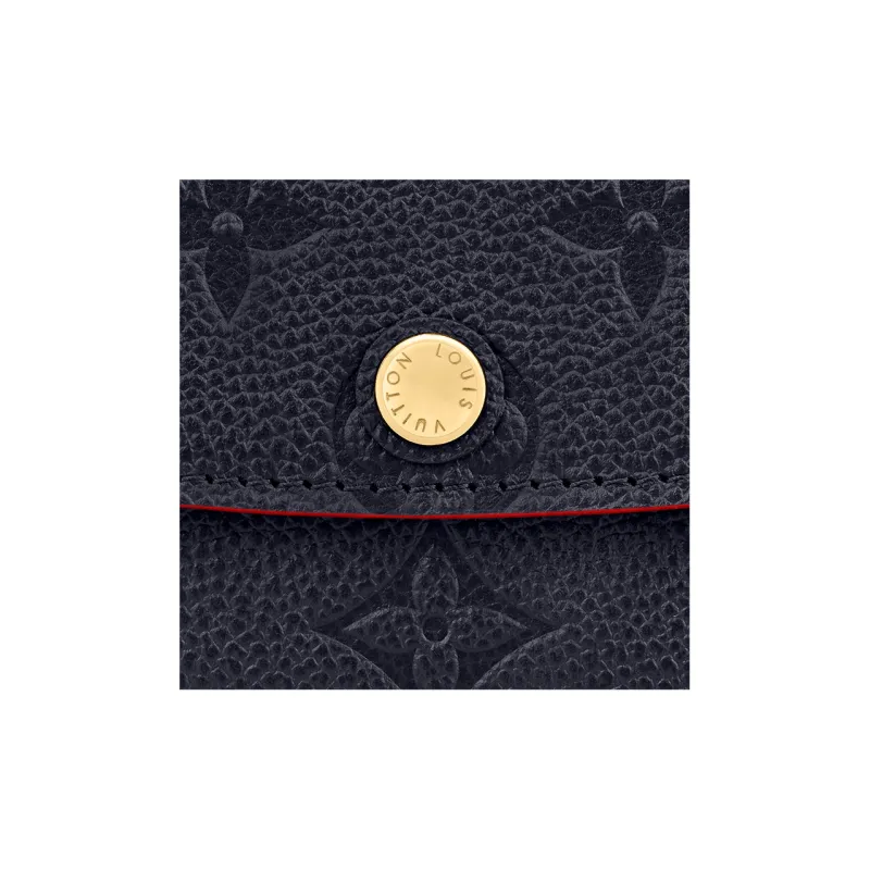 LOUIS VUITTON Emilie Soft Grain Cow Leather Wallet Regular Women's Deep Sea Blue & Red-5
