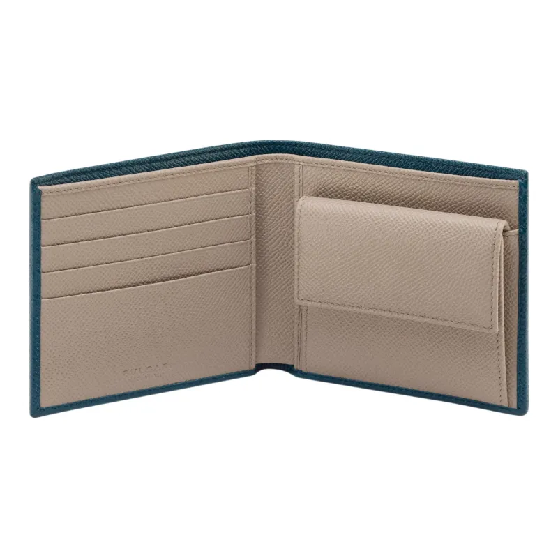 BVLGARI Calfskin Wallet Men's Dark Green-2