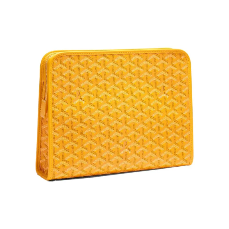 GOYARD JOUVENCE Calfskin Canvas Storage Bags Handheld Toiletry Bags Large Size Unisex Yellow-2