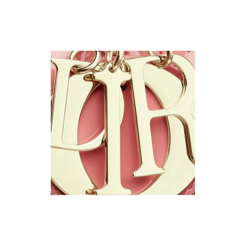 DIOR Lady Dior Patent Leather Calfskin Dior Bag Shoulder Bag Crossbody Bag Handbag Small Size Women's Peachy Pink Color-3