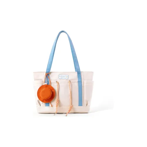 Miffy Nylon Fabric Tote Bag Shopping Bag Handbag Shoulder Bag Women's Ecru/Light Blue