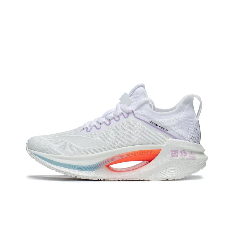 LiNing Jueying Essential Anti Slip Wear Resistant Low Top Running Shoes Women's White Blue Orange Purple-0