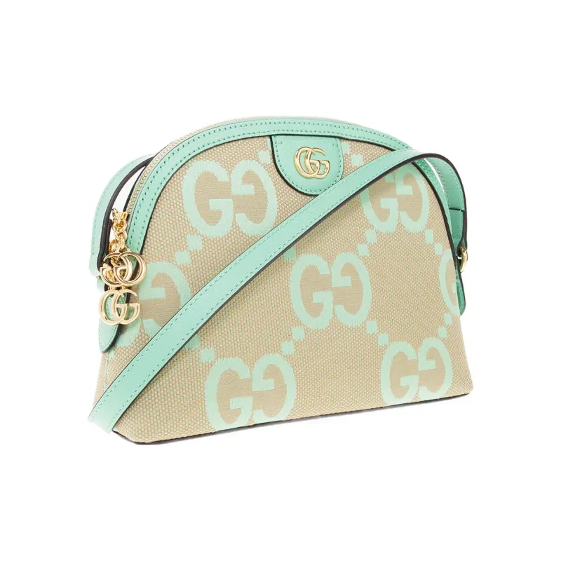 GUCCI Ophidia Canvas With Leather Canvas Shoulder Bag, Crossbody Bag Small Size Women's Camel/Green-1