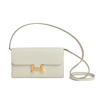 HERMES Evercolor Calfskin Wallets Handheld Shoulder Bag Crossbody Bag Regular Women's Mushroom White