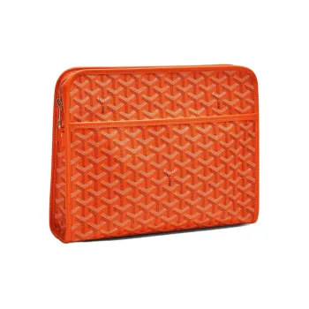 GOYARD JOUVENCE Calfskin Canvas Storage Bags Handheld Toiletry Bags Large Size Unisex Orange
