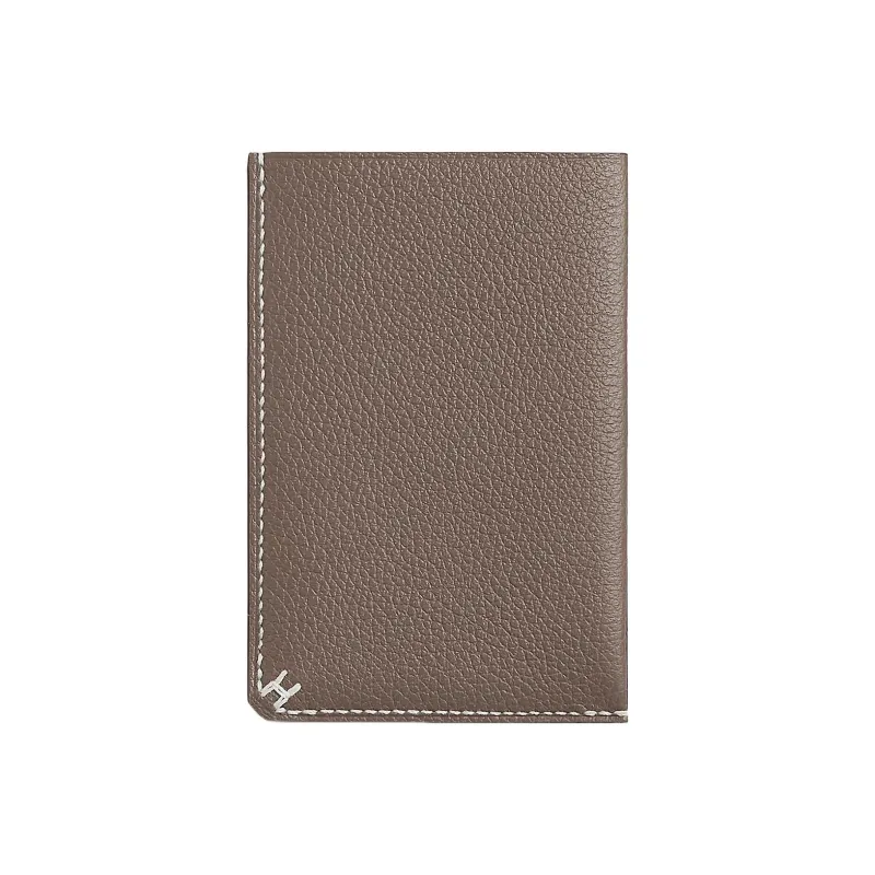 HERMES Calfskin Card Holder Unisex 18 Etoupe Elephant Gray-0