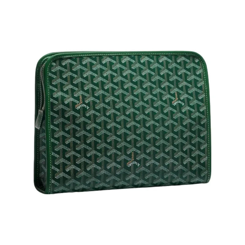 GOYARD JOUVENCE Calfskin Canvas Storage Bags Handheld Toiletry Bags Large Size Unisex Green-1