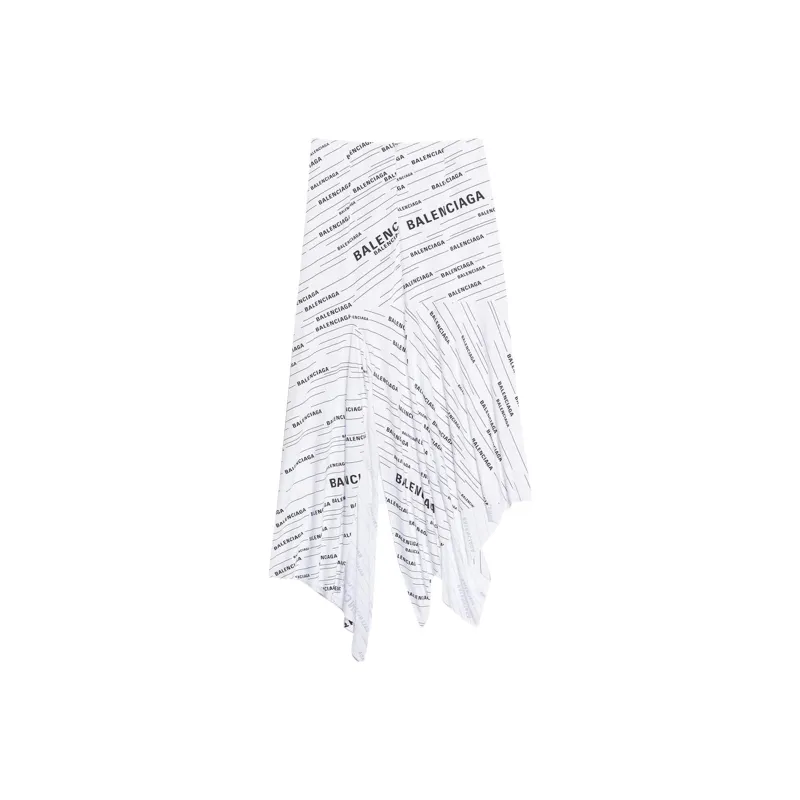Balenciaga Ruffle Logo Midi Skirt 'White'-1
