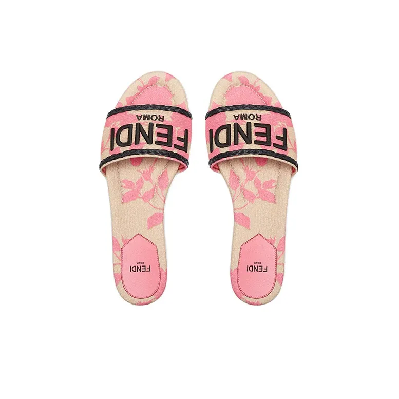 FENDI Embroidered-logo Slip-on Slides-2