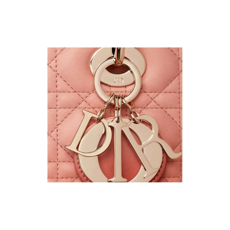DIOR Leather Shoulder Bag Crossbody Bag Handbag Medium Size Women's Pink-3