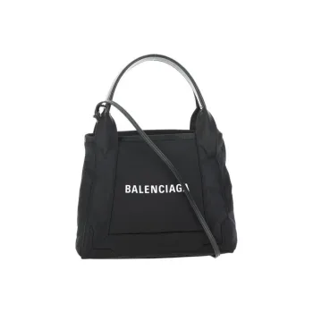 Balenciaga Navy Nylon Shoulder Bag Crossbody Bag Handbag Women's Black