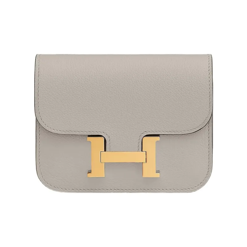 HERMES Constance Slim Evercolor Calfskin Card Holder, Wallet Fanny Pack Women's 8L Beton Glacier White-0