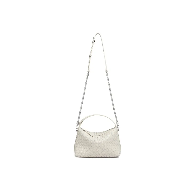 ST&SAT Cow Leather Shoulder Bag Crossbody Bag Handbag Woven Bag Large Size Women's Ecru-13