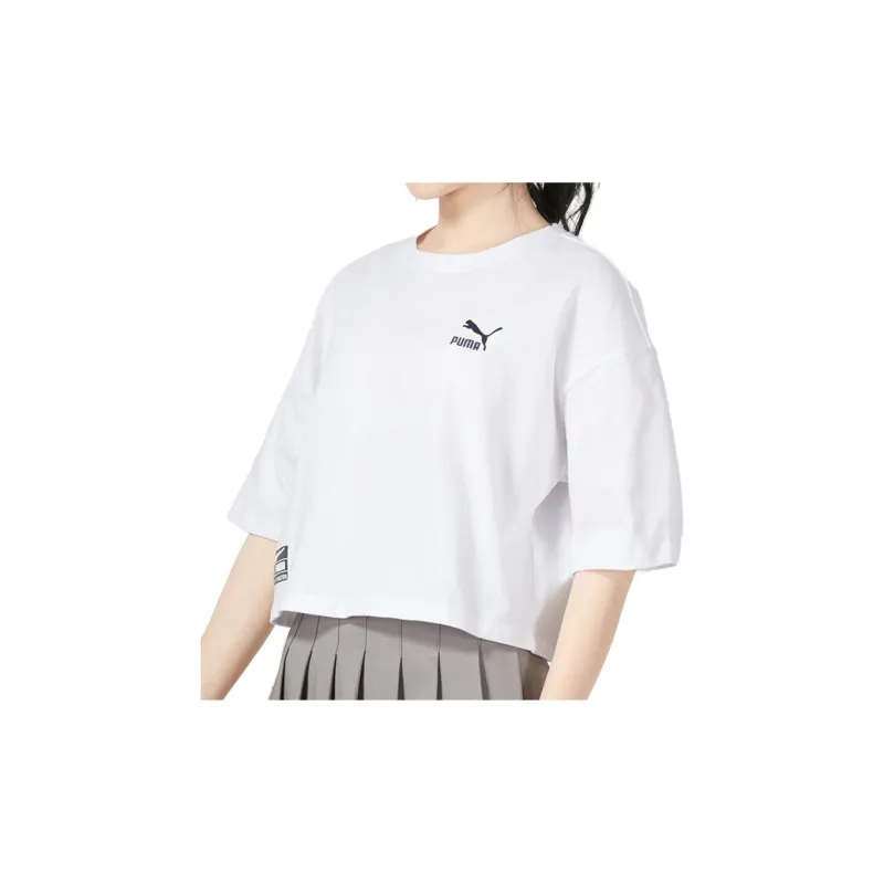 PUMA Drop Shoulder Sleeve T Shirt Women's White-1