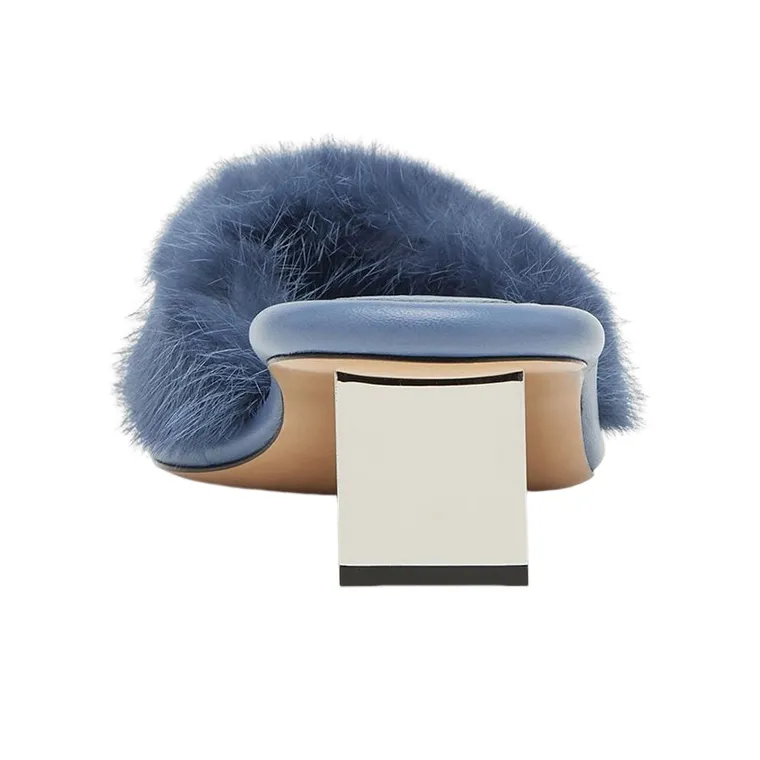 FENDI Baguette Slide Slippers Women's Blue-4