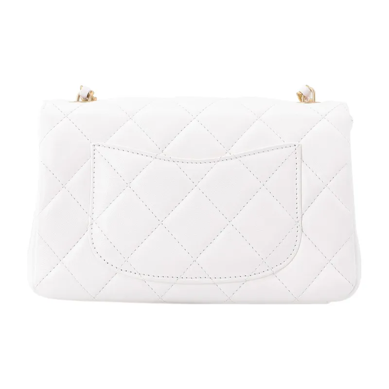 CHANEL 23C Early Spring Lambskin Flap Bag, Crossbody Bag, Shoulder Bag Mini Women's White-2