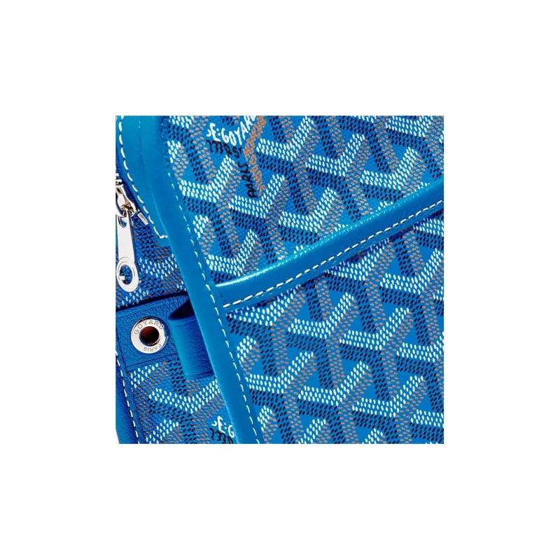 GOYARD JOUVENCE Canvas With Leather Travel Storage Bag Clutch Toiletry Bag Medium Size Unisex Blue-3
