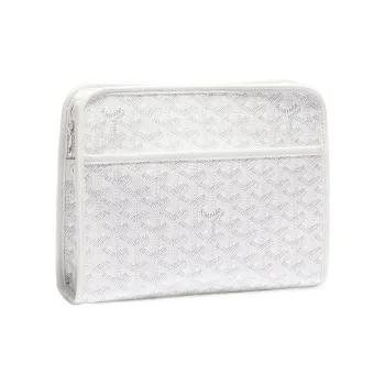 GOYARD JOUVENCE Canvas With Leather Travel Storage Bags Handheld Toiletry Bags Medium Size Unisex White