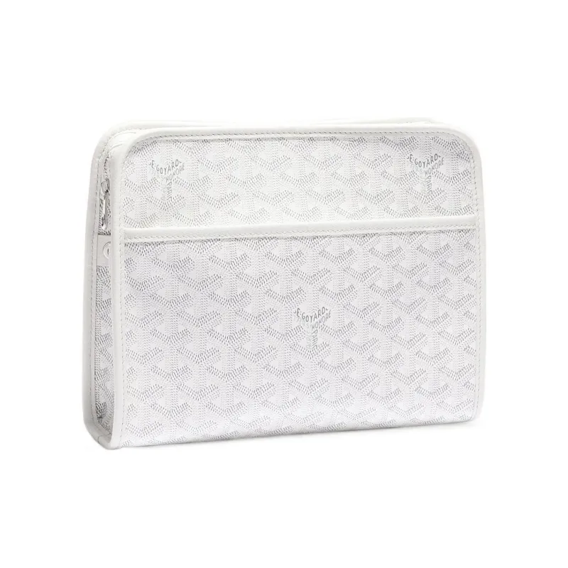 GOYARD JOUVENCE Canvas With Leather Travel Storage Bags Handheld Toiletry Bags Medium Size Unisex White-0
