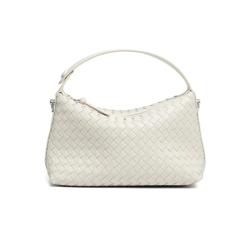 ST&SAT Cow Leather Shoulder Bag Crossbody Bag Handbag Woven Bag Large Size Women's Ecru-15