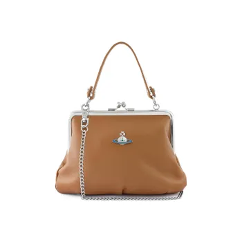 Vivienne Westwood Lambskin Dumpling Bag One Shoulder Crossbody Portable Wallet Women's Brown
