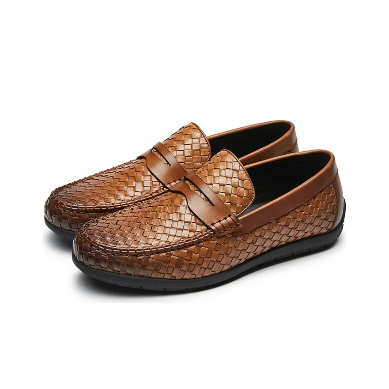 KANGNAI Men's Casual Shoes Men Low-Top Brown-1