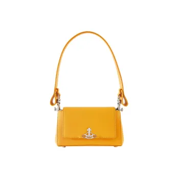 Vivienne Westwood Cow Leather One Shoulder Handbag Small Size Women's Yellow
