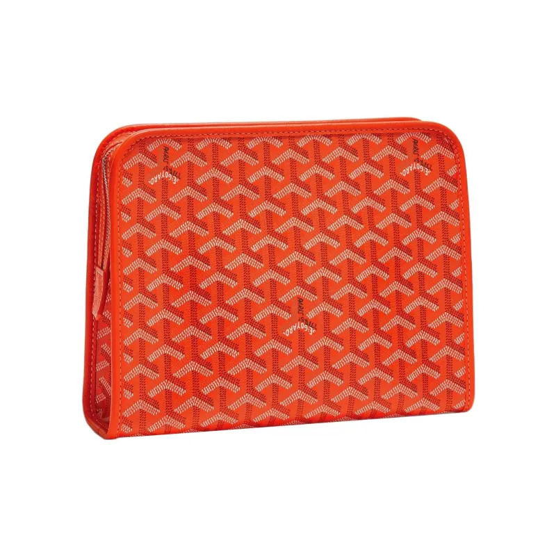 GOYARD JOUVENCE Canvas With Leather Travel Storage Bags Handheld Toiletry Bags Medium Size Unisex Orange-1